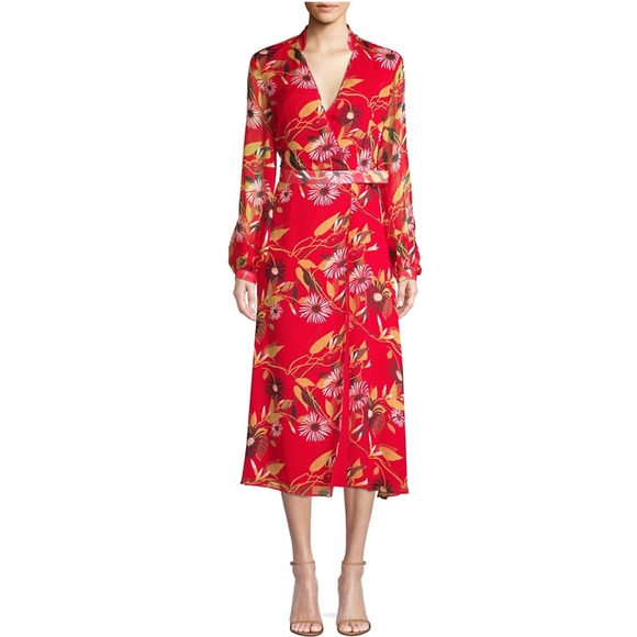 EQUIPMENT Andrese Floral Silk Wrap Dress | 8 | NEW - Picture 2 of 16